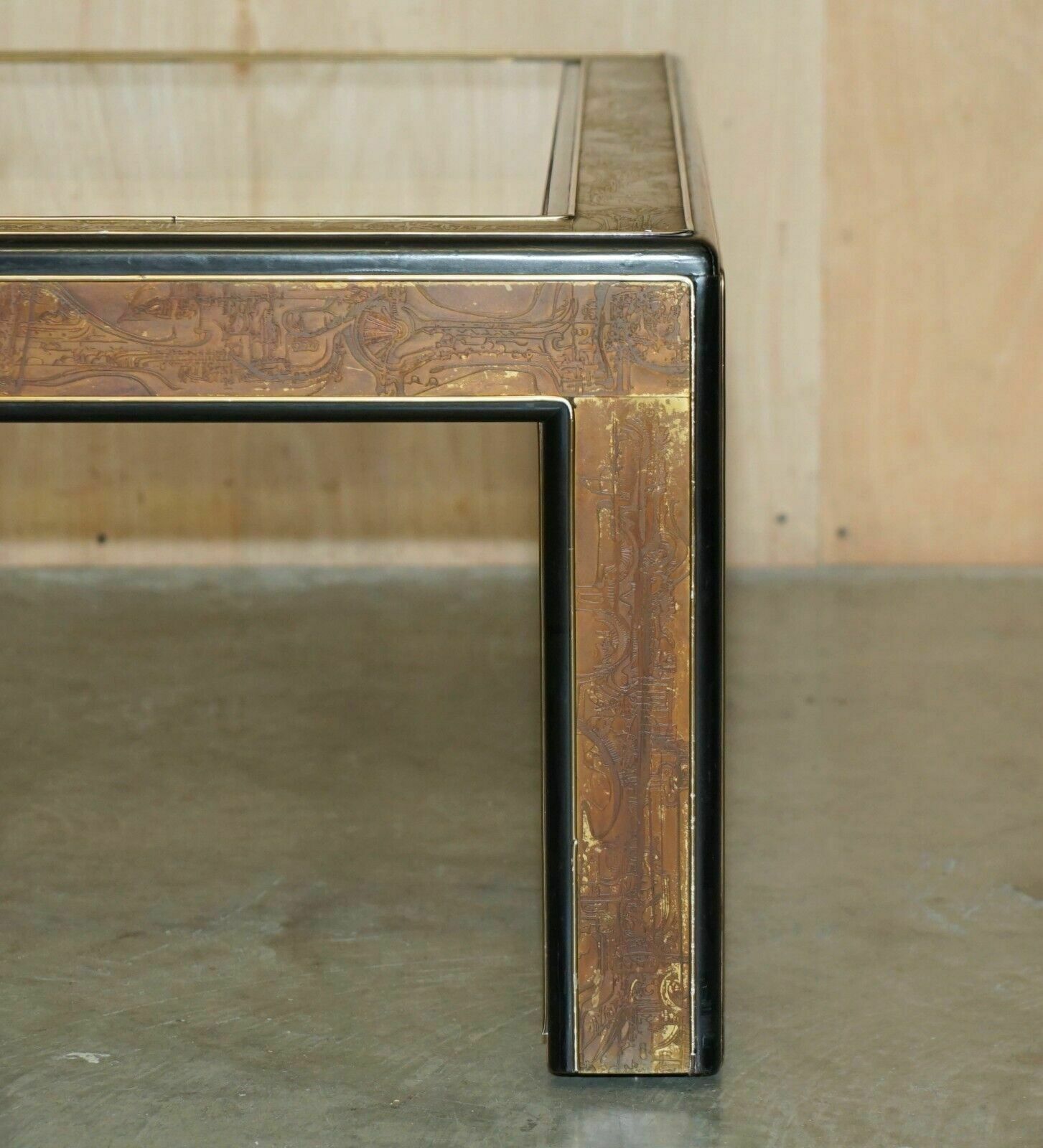 Mid Century Modern Bernhard Rohne Mastercraft Acid Etched Coffee Cocktail Table photo buy