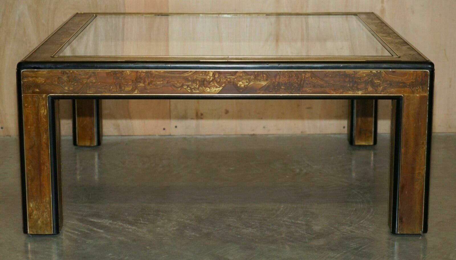 3950.0 Mid Century Modern Bernhard Rohne Mastercraft Acid Etched Coffee Cocktail Table photo
