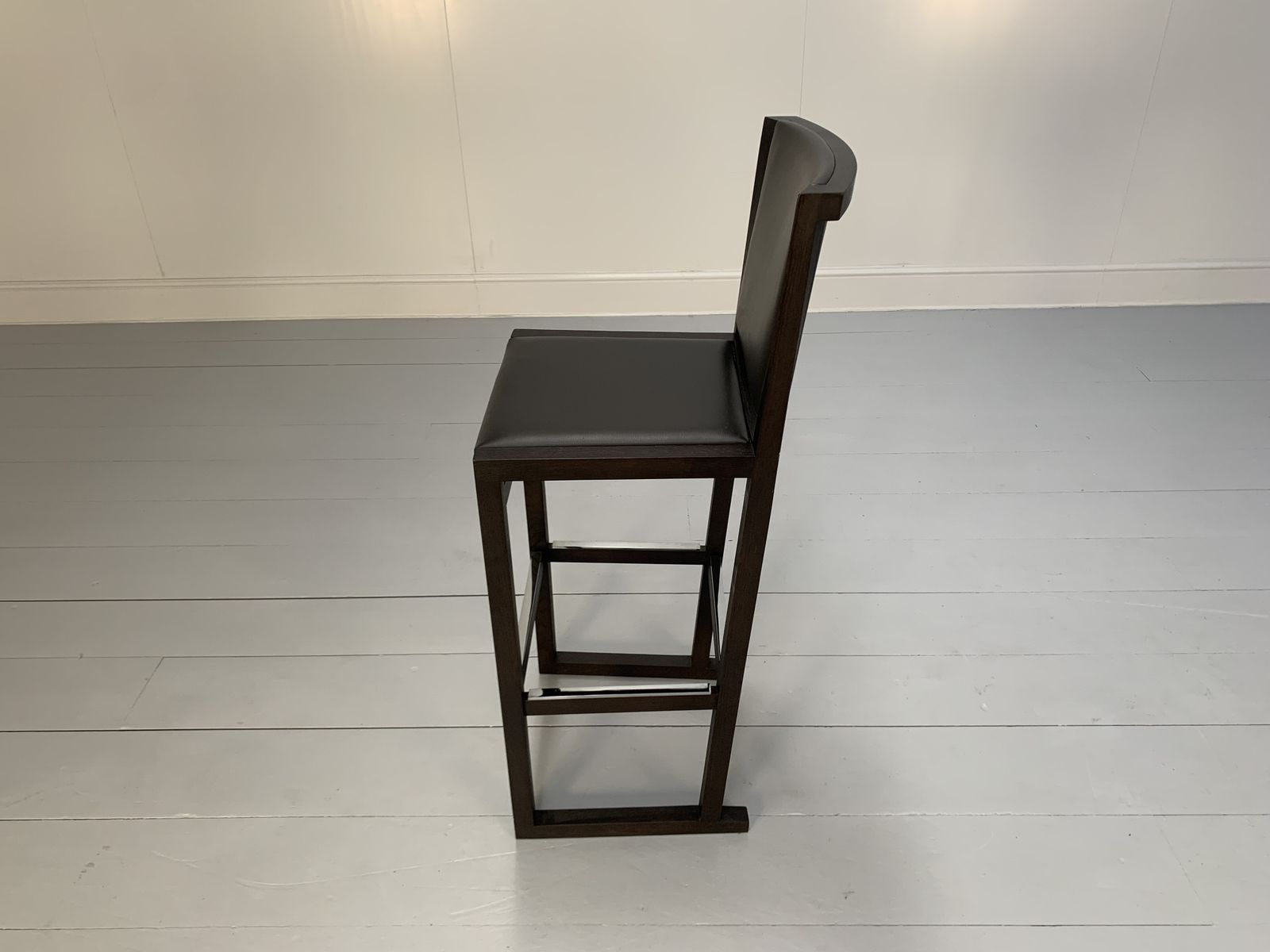 Furniture Pair Of B&B Italia “Musa Sm46g” Tall Bar Stool Chairs – In Dark Grey “Kasia” Leather photo