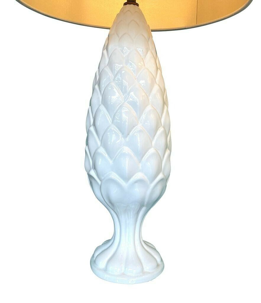 A Pair Of Large Italian 1970s Ceramic Pineapple Lamps With New Bespoke Shades photo buy