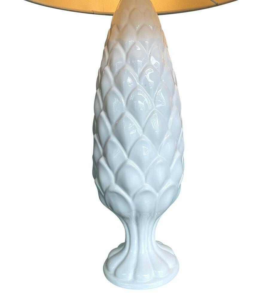 A Pair Of Large Italian 1970s Ceramic Pineapple Lamps With New Bespoke Shades photo vintage