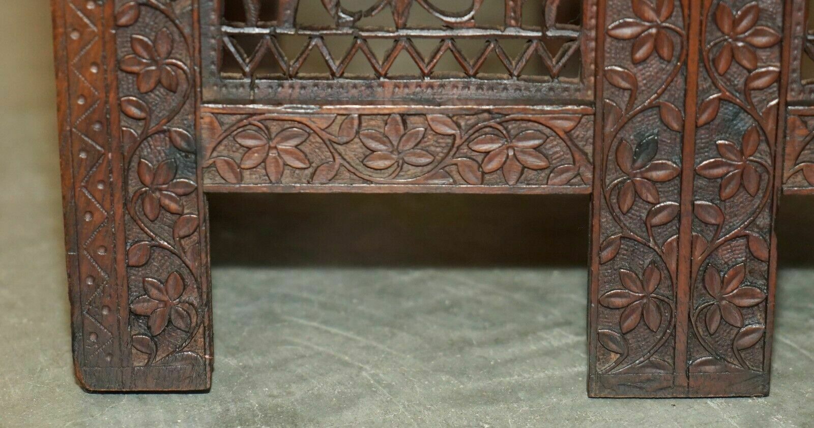 photo for sale Ornately Hand Carved Anglo Indian Burmese Side Coffee Lamp Wine Folding Table