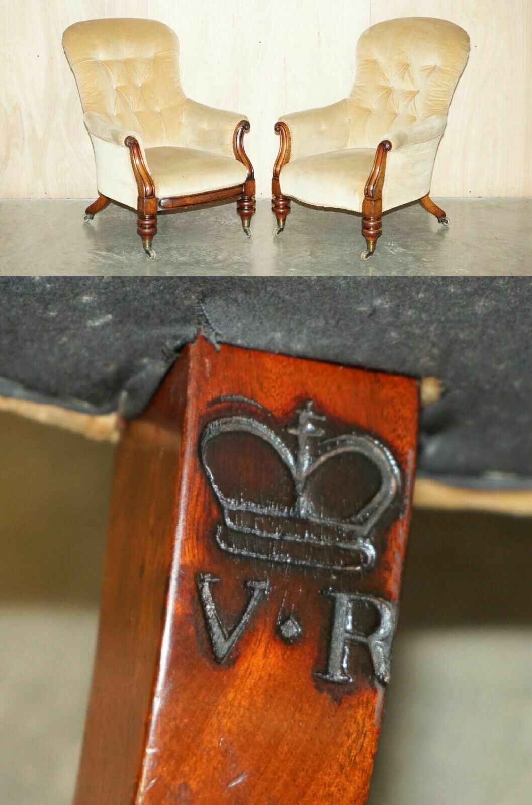Important Pair Of Royal Stamped Johnstone & Jeanes Crown Estate Made Armchairs