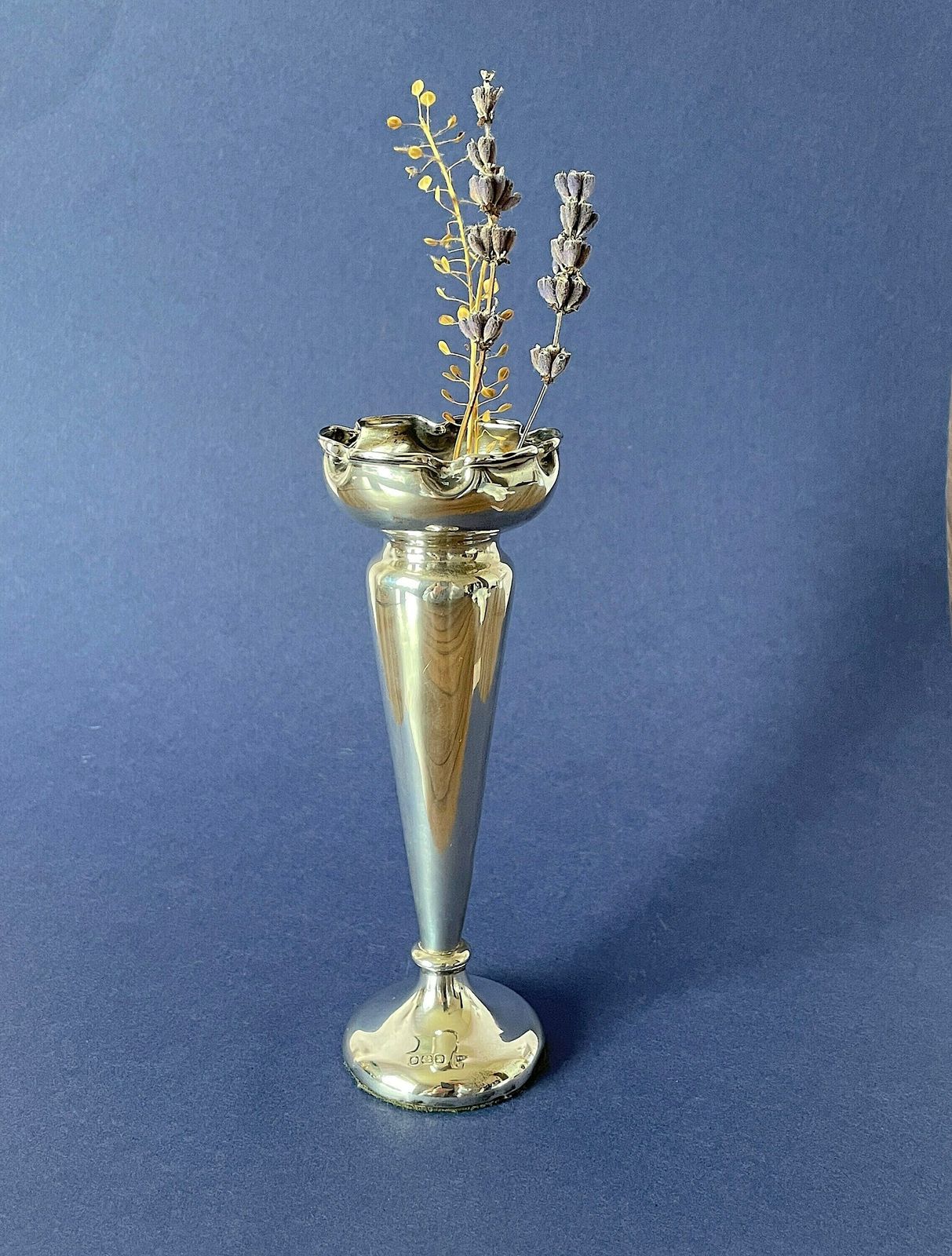Antique Hallmarked Silver Vase, 1914 Walker & Hall .925 Sterling Silver Flower/Posy Vase With Weighted Base, English Sheffield Silver Decor