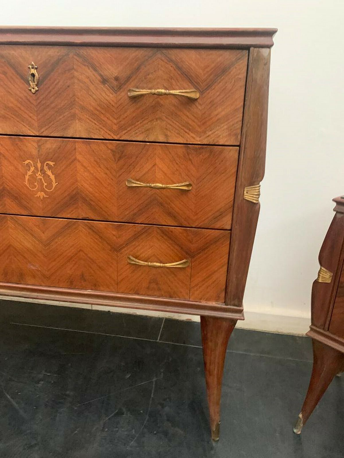 Rosewood Chest Of Drawers With Brass Details, 1950s photo Furniture
