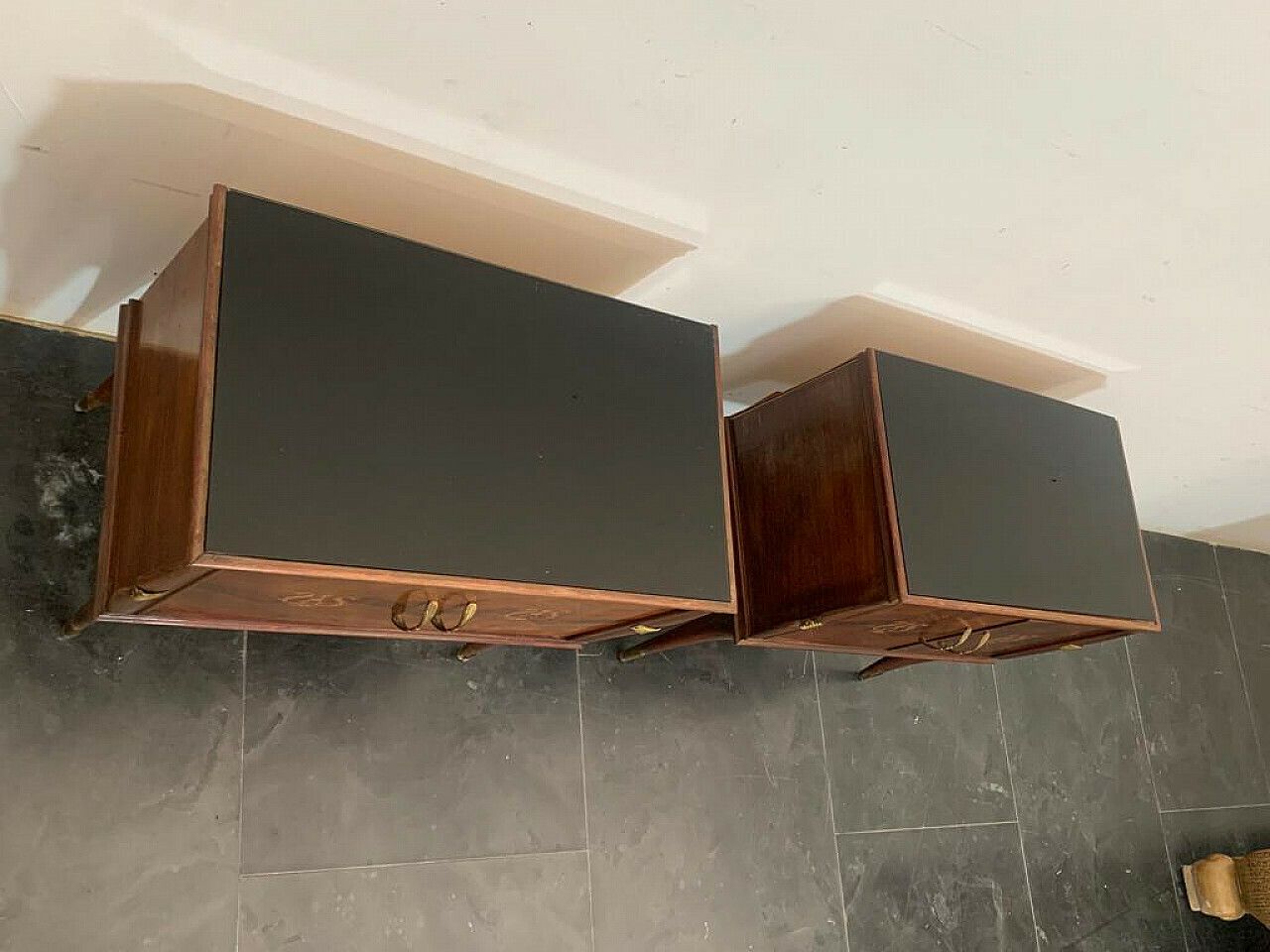 Pair Of Rosewood And Brass Bedside Tables, 1950s photo 1520.48