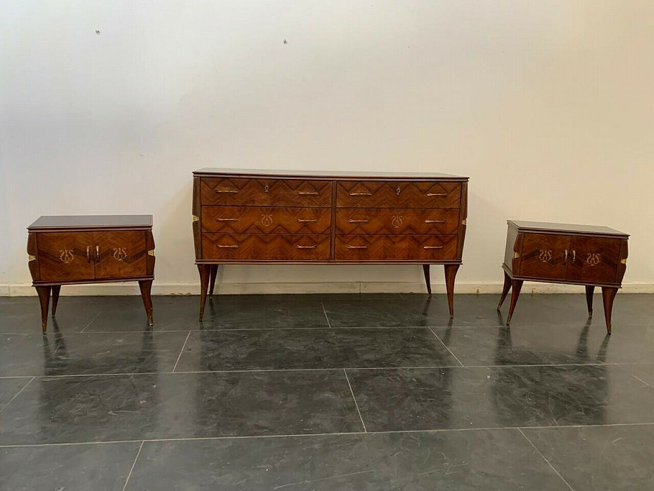 photo buy Pair Of Rosewood And Brass Bedside Tables, 1950s