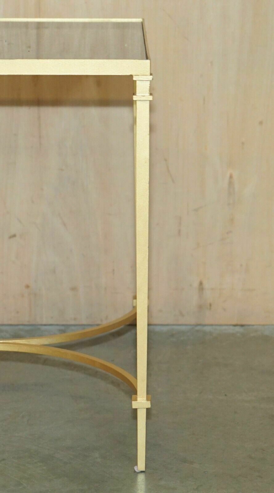 photo for sale Pair Of Vintage Brass And Italian Marble Side Tables With Ornately Casts Bases