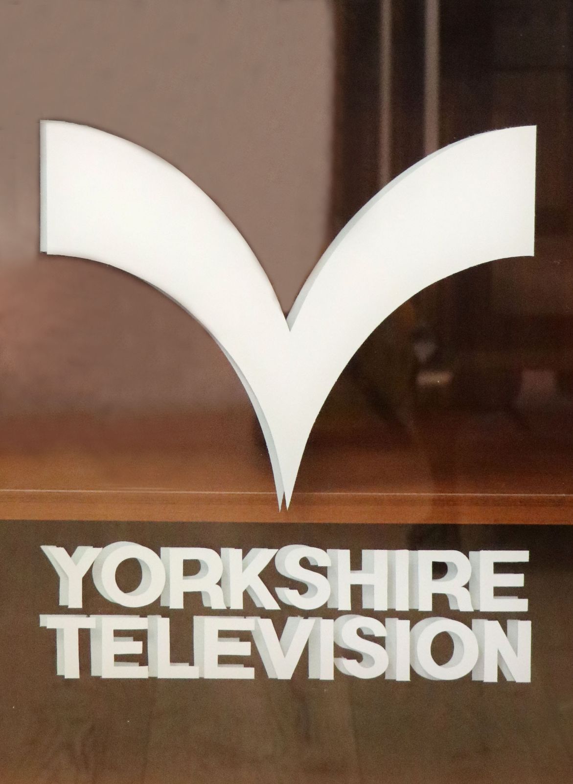 photo for sale This Lovely Retro Teak Finish Display Cabinet Later Sign Written For Yorkshire Television.