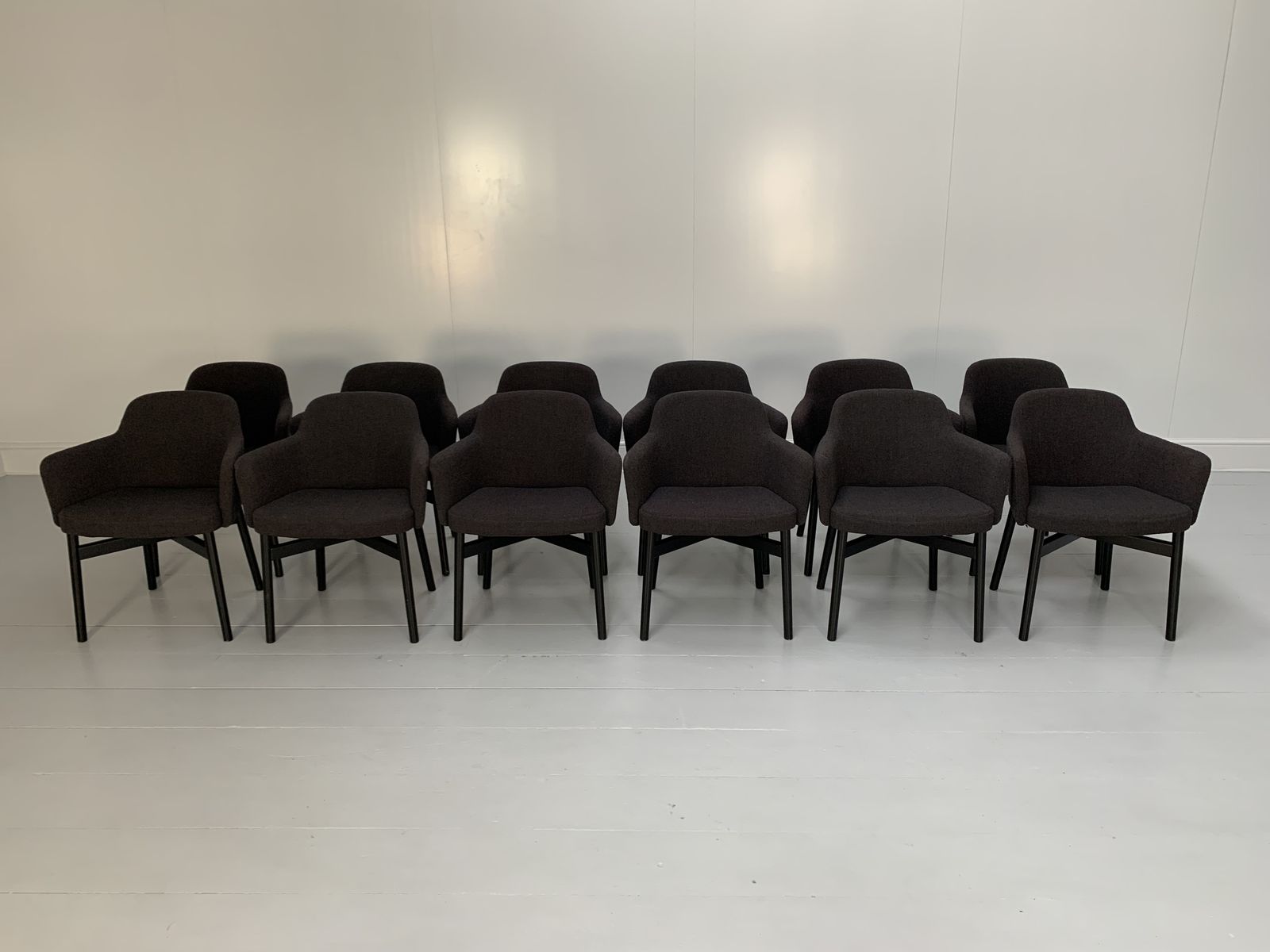 Suite Of 12 Knoll Studio “Krusin 016” Armchairs – In Dark Boucle Wool photo Furniture
