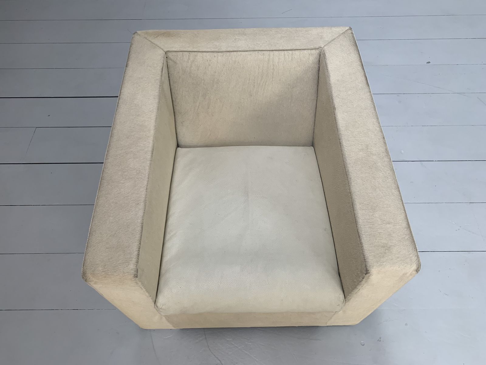 photo for sale Minotti “Suitcase” Club Armchair – In Pony Skin & “Pelle” Leather