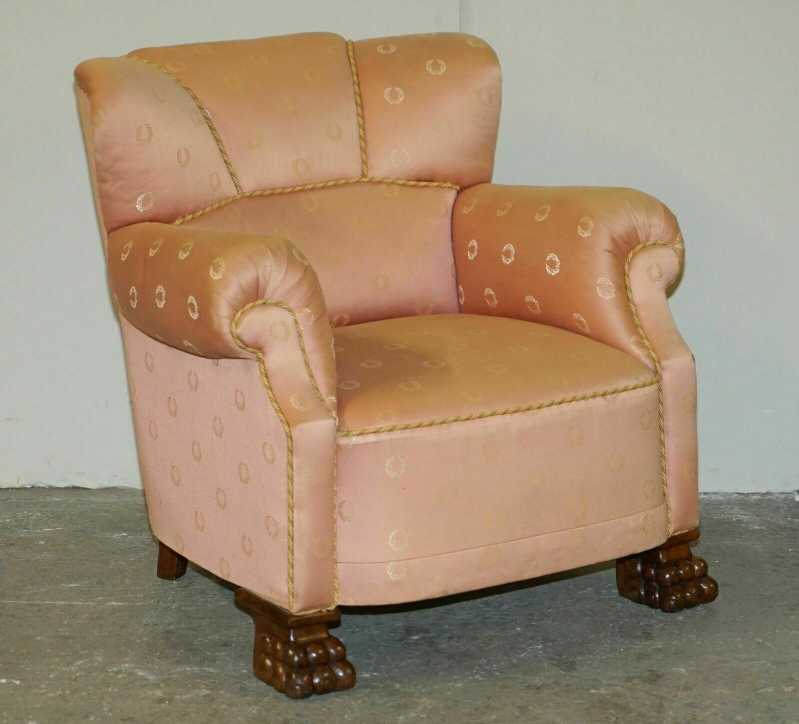 Pair Of Antique Art Deco Circa 1920 Lions Hairy Paw Carved French Club Armchairs photo furniture