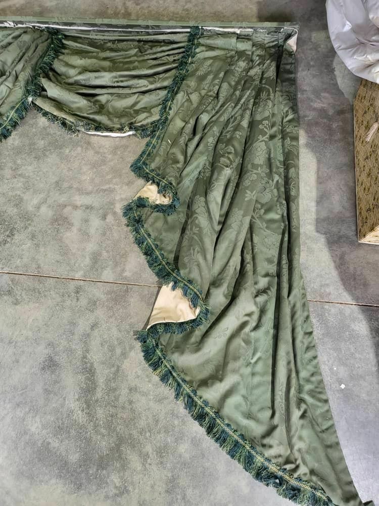 Curtains Large Pelmet Swags 379cm W X 220 Drop 12"5" Wide Lined Green Fabric photo for sale