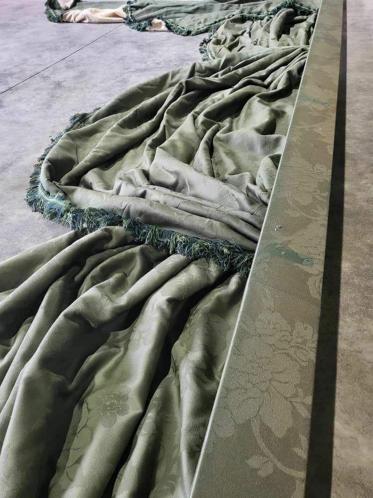 Curtains Large Pelmet Swags 379cm W X 220 Drop 12"5" Wide Lined Green Fabric photo buy
