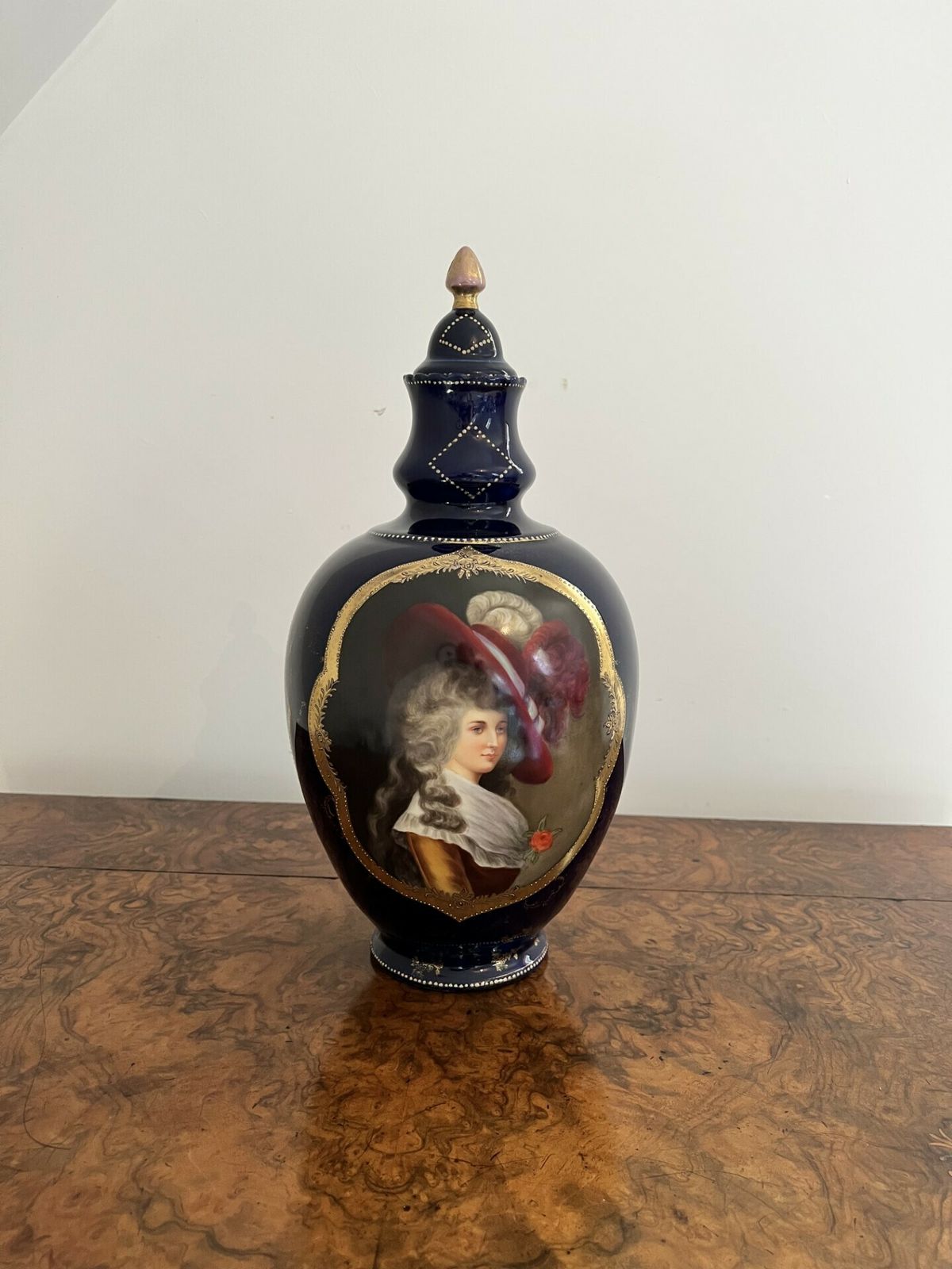 Pair Of Quality Antique Porcelain Hand Painted Lidded Vases photo for sale