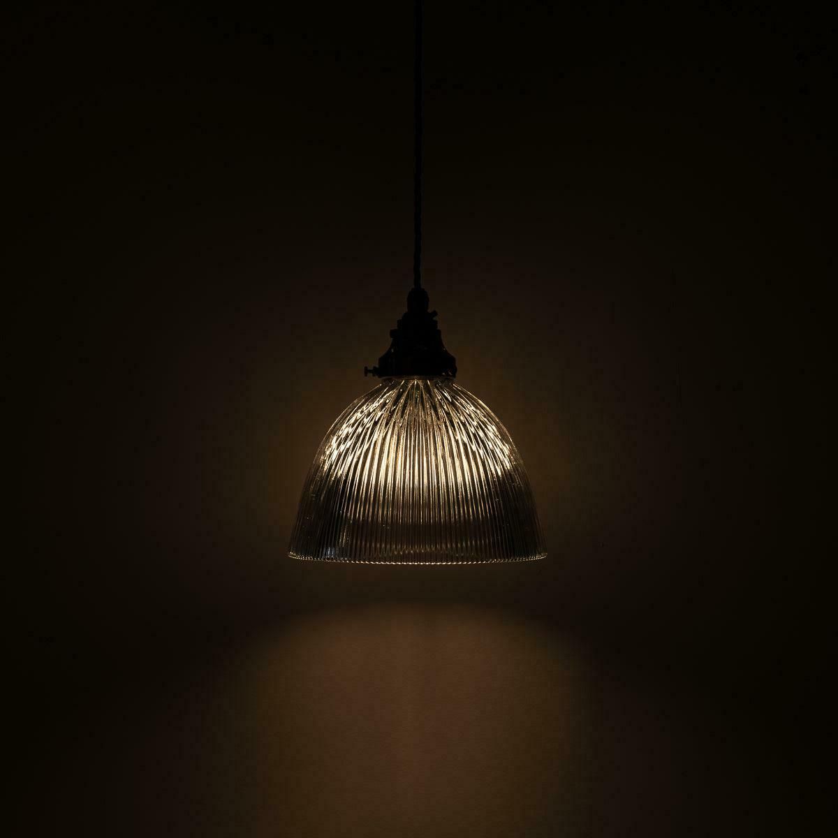 photo for sale Reclaimed Holophane Prismatic Glass Church Lights With Brass Galleries