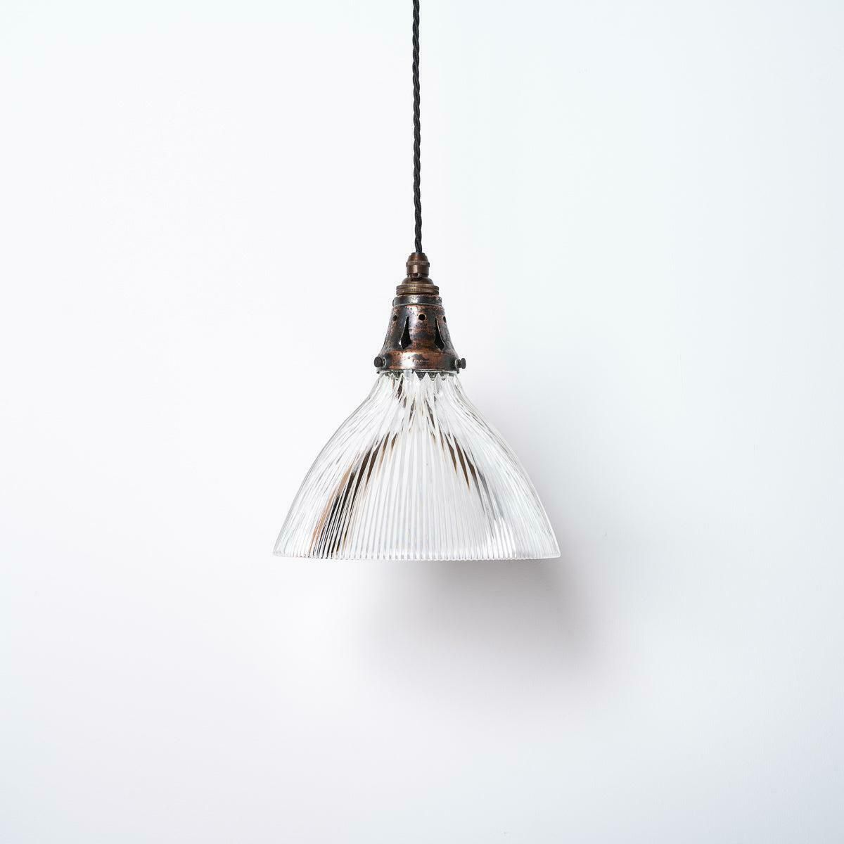 photo furniture Antique Holophane Pendant Lights With Original Brass Fittings