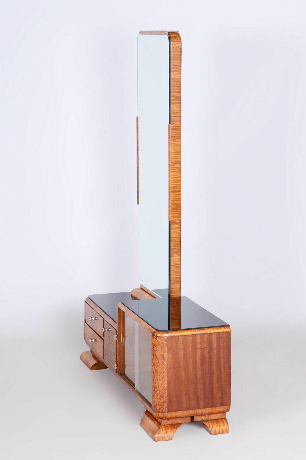 Restored Artdeco Dressing Mirror, Palisandr, Walnut Root Veneer, Revived Original Polish, France, 1920s photo 1300.0
