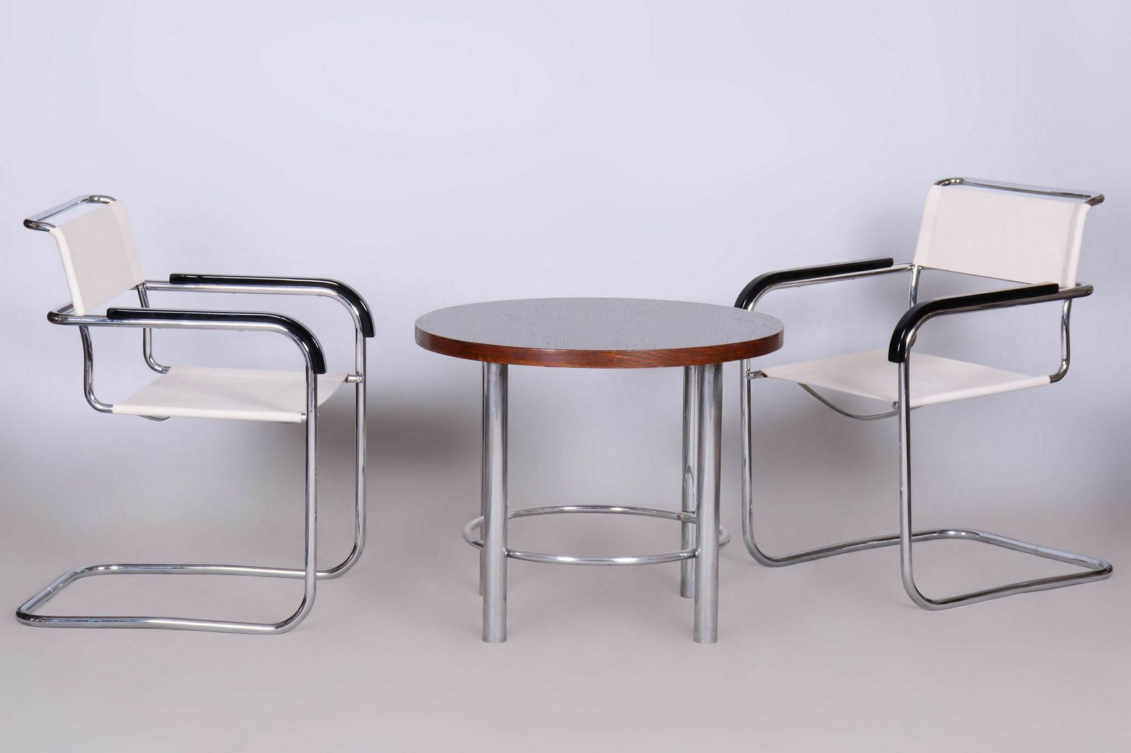 Restored Bauhaus Pair Of Armchairs, Thonet, Marcel Breuer, Chrome, Czechia, 1930s photo buy