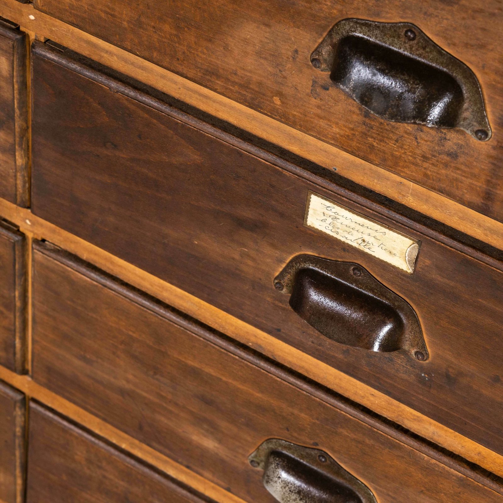 1940’s Tall French Workshop Shelves  Twelve Drawers photo Furniture