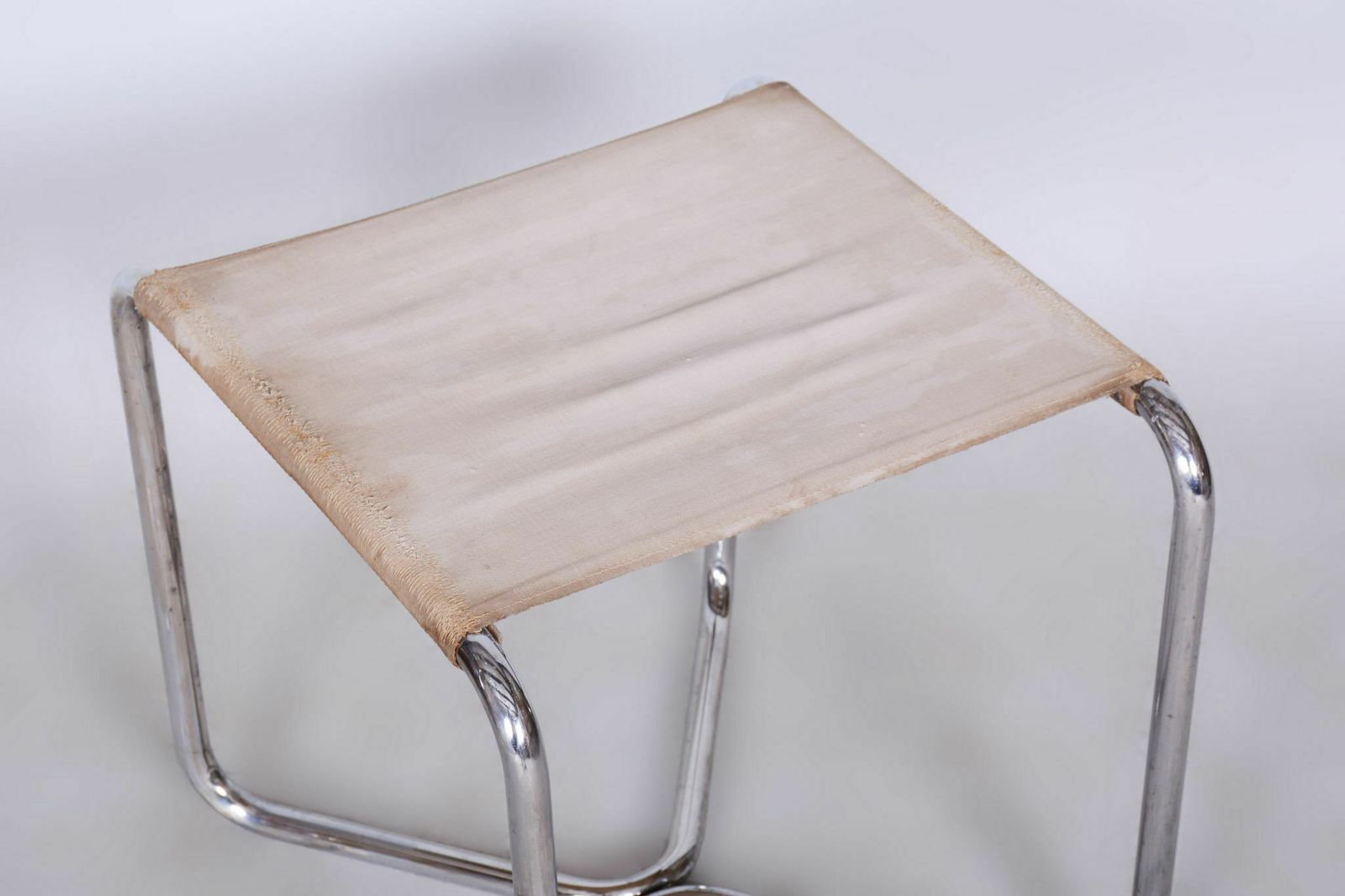 Restored Bauhaus Stool, Mücke Melder, Chrome Plated Steel, Czechia, 1930s photo 750.0
