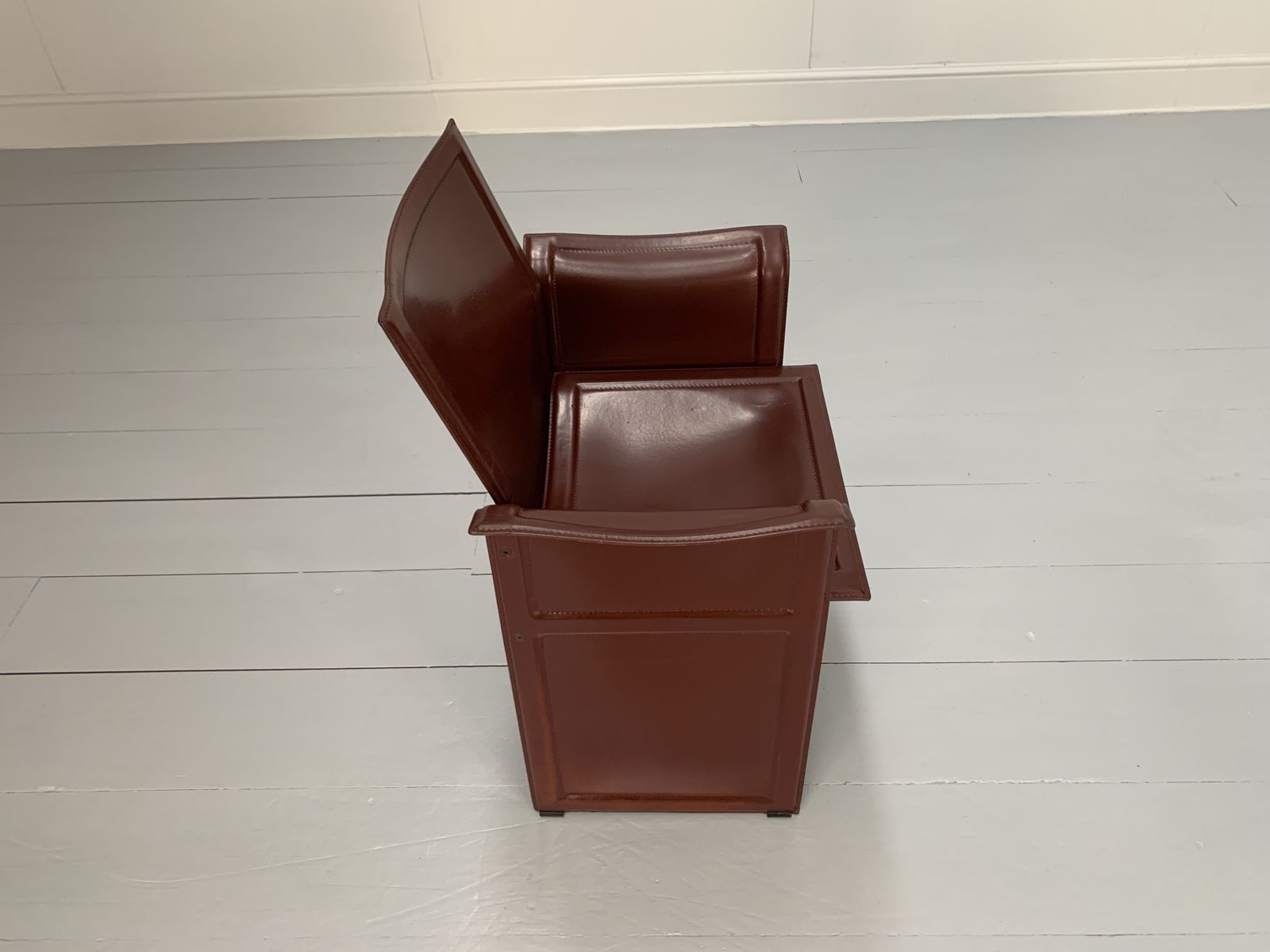 photo for sale 8 Matteo Grassi “Korium” Dining Chairs – In Brown Coach Leather