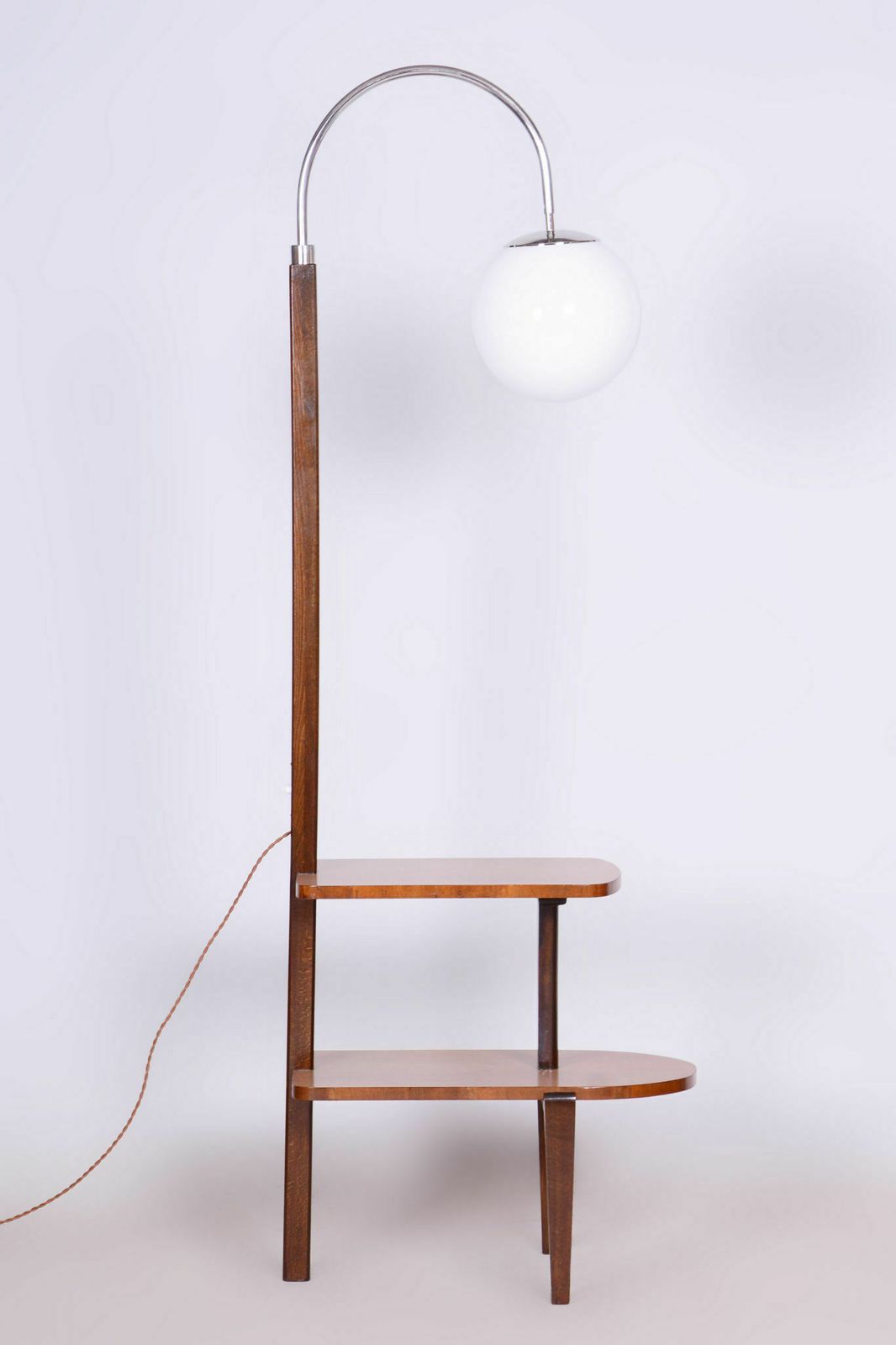 Restored Artdeco Floor Lamp, J. Halabala, Up Zavody, Beech, Walnut, Czechia, 1930s photo Lighting