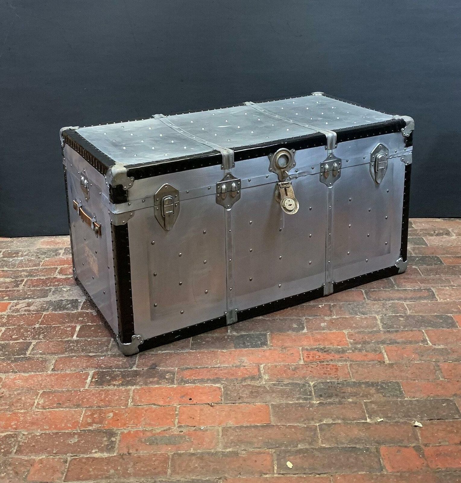 Large Art Deco Aluminium Coffee Table Trunk photo furniture