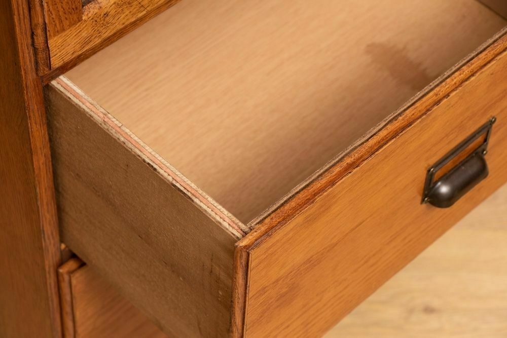 Vintage Style Single Oak Haberdashers Cabinet photo vintage