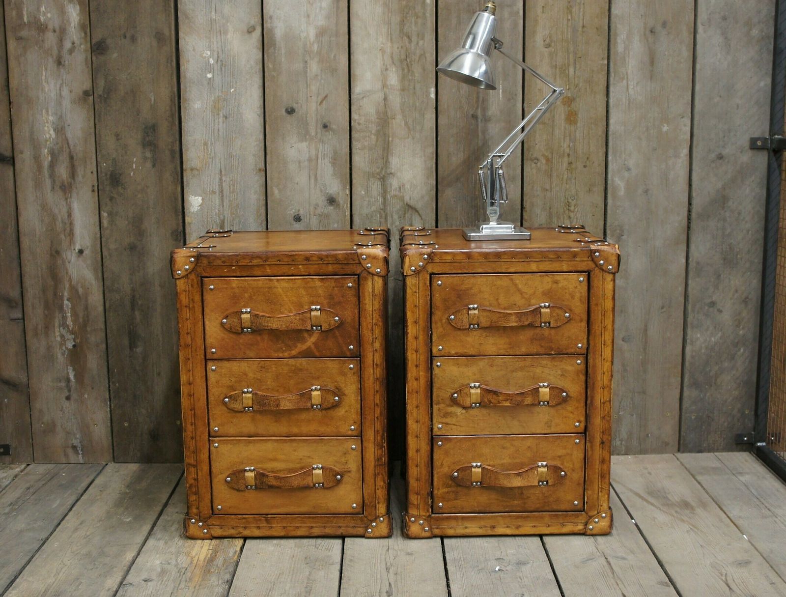 Luxury Leather Hand Dyed London Tan Nightstands Draws Bedroom Furniture Home Decor Furnishings photo buy