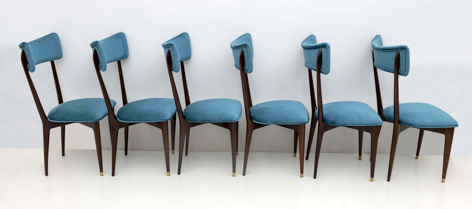 Ico & Luisa Parisi Rare Set Of Six Mid Century Modern Velvet Dining Chairs, 50s photo 10648.0