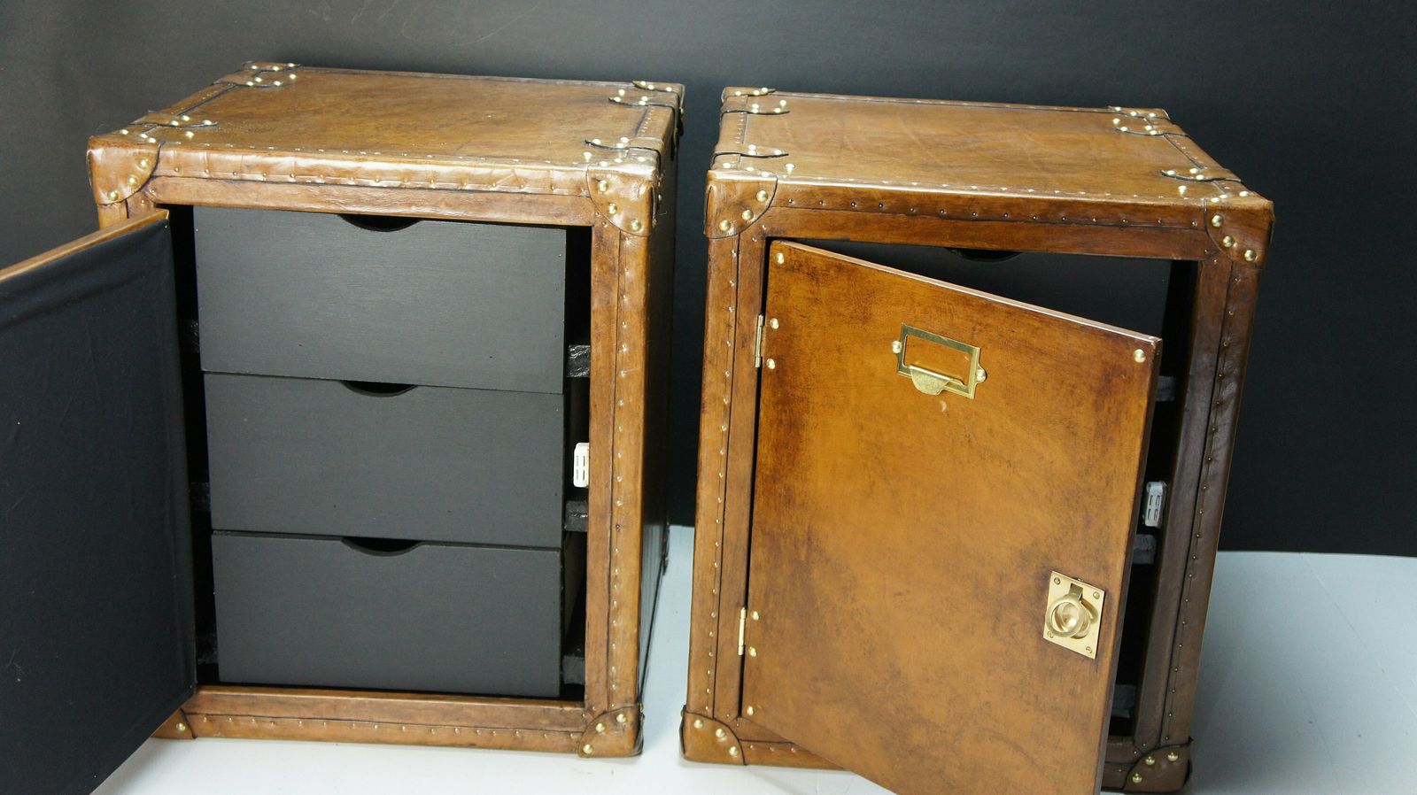Leather Occasional Side Table Nightstand Trunks With Draws photo Furniture