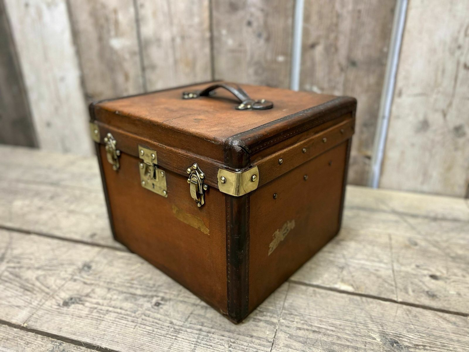 Antique Luxury French Hatbox Trunk Circa 1920s Travel Chest Antique Luggage photo for sale