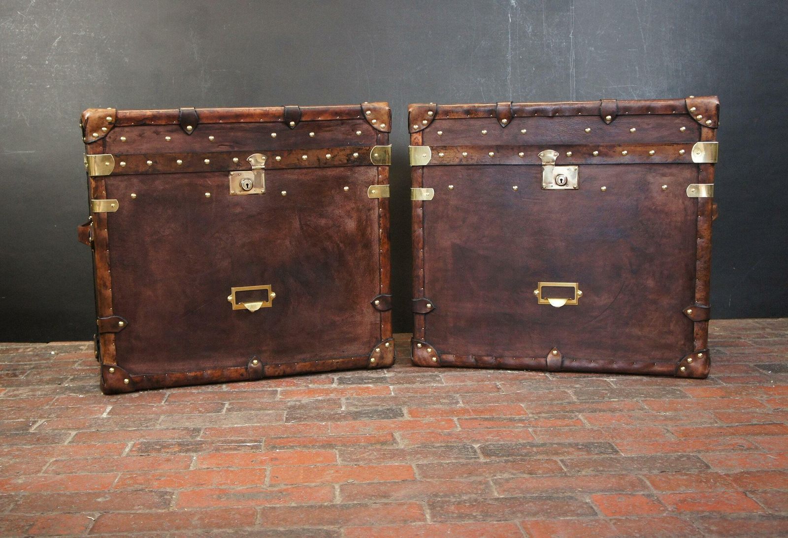 Real Leather Travel Trunks, End Table Trunks , Leather Chests , Room Decor , Home Furnishings photo 1138.0