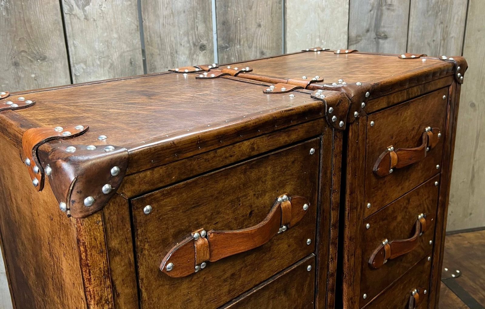 Tall Boy Handmade Hand Dyed Bridle Leather Occasional Nightstands Bedroom Decor End Tables photo Furniture