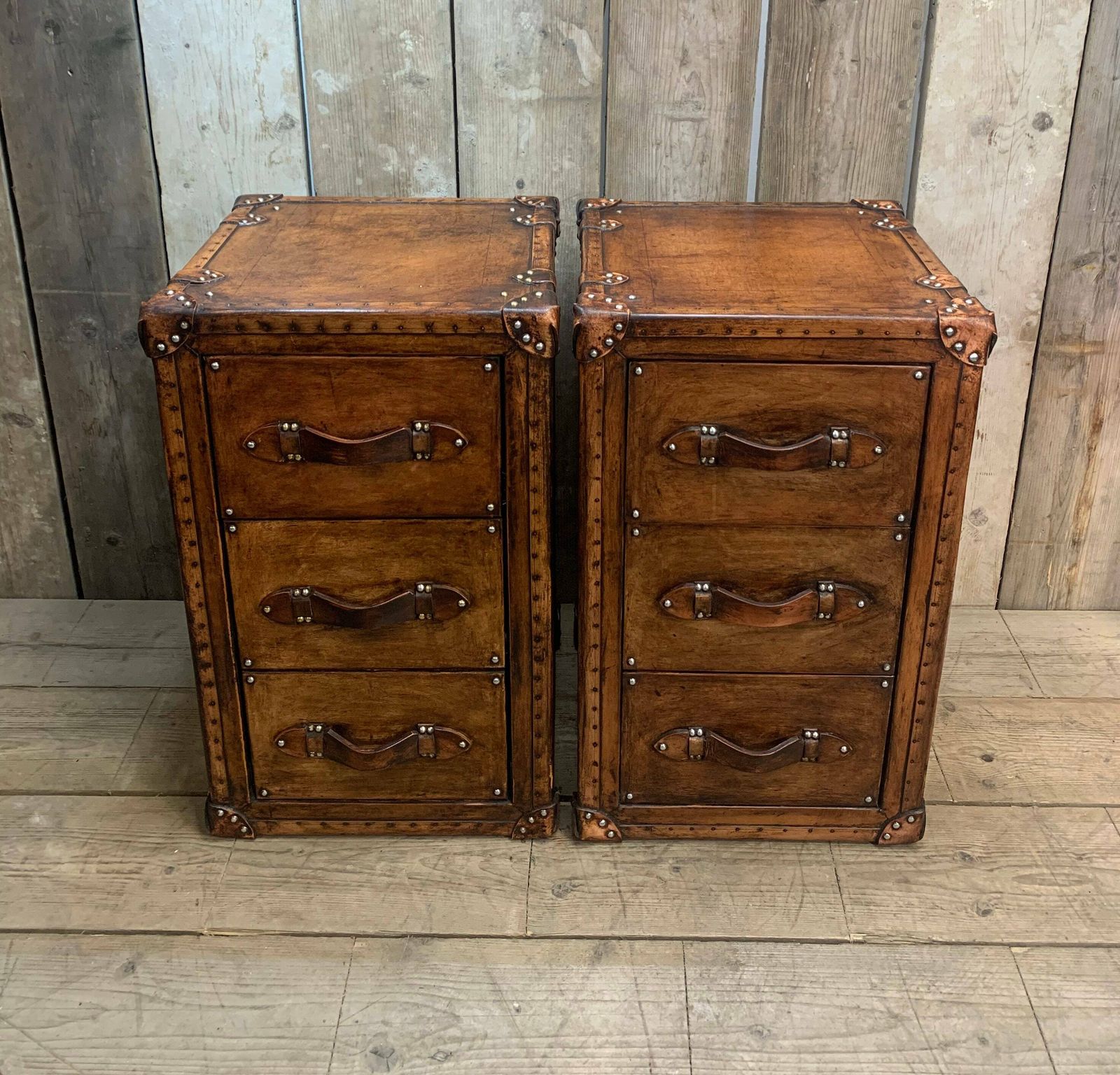 Leather Nightstands , Luxury Leather Bedroom Furniture , Bedroom Decor , Home Furnishings photo vintage