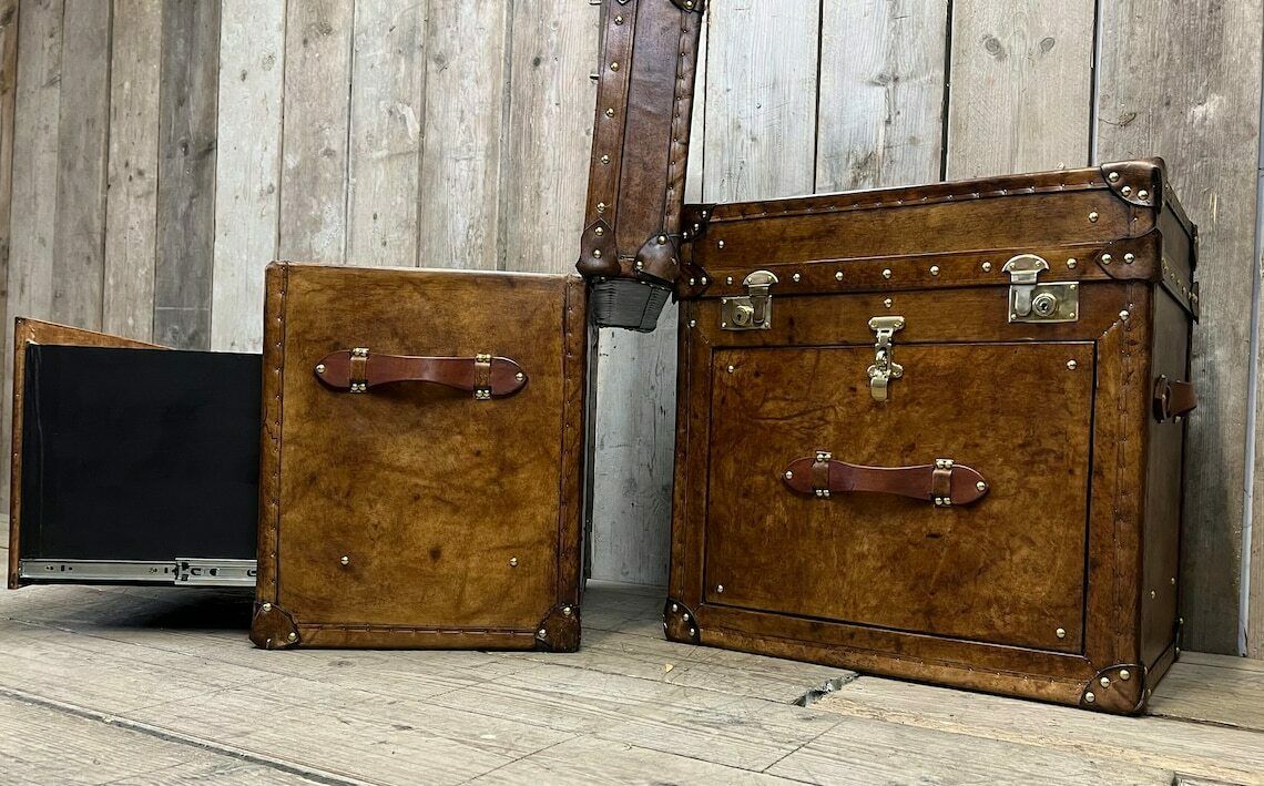 photo furniture Luxury Nightstands In A English Captain Style Trunk Home Decor Furnishings