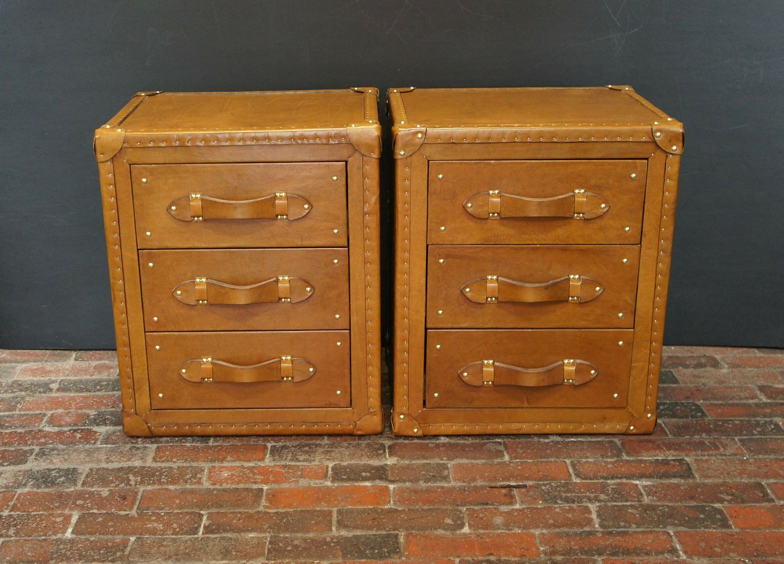 London Tan Leather Nightstands Bespoke Handmade English Room Decor Bedroom Furniture photo furniture