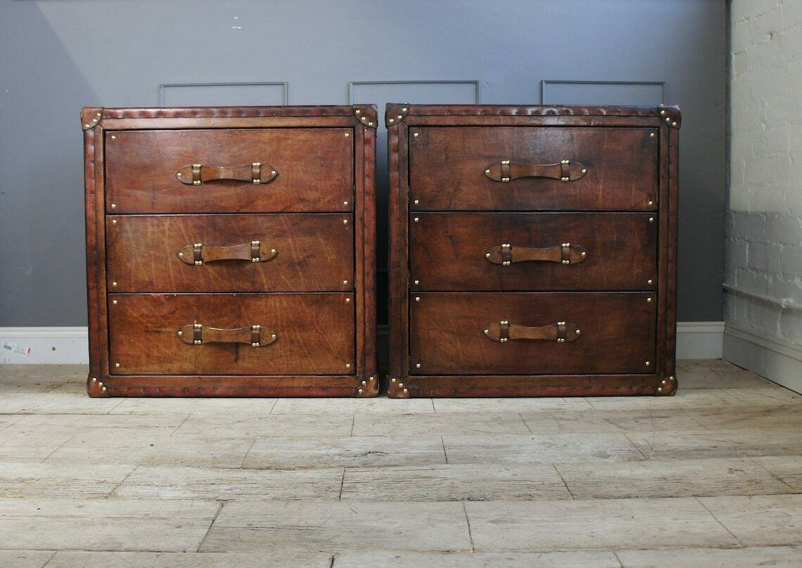 Luxury Leather 3 Draw Bedroom Cabinets Bedroom Decor Home Furnishings End Tables photo furniture