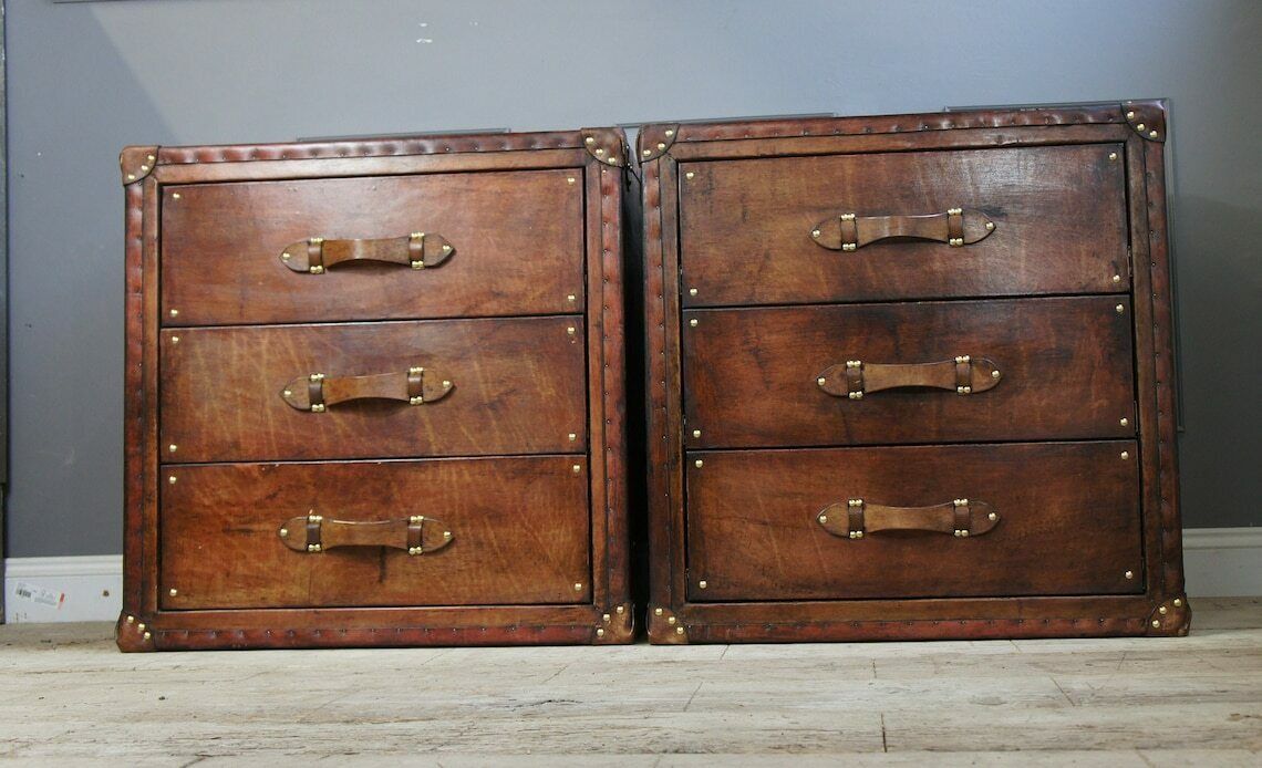 Luxury Leather 3 Draw Bedroom Cabinets Bedroom Decor Home Furnishings End Tables photo 2013.0