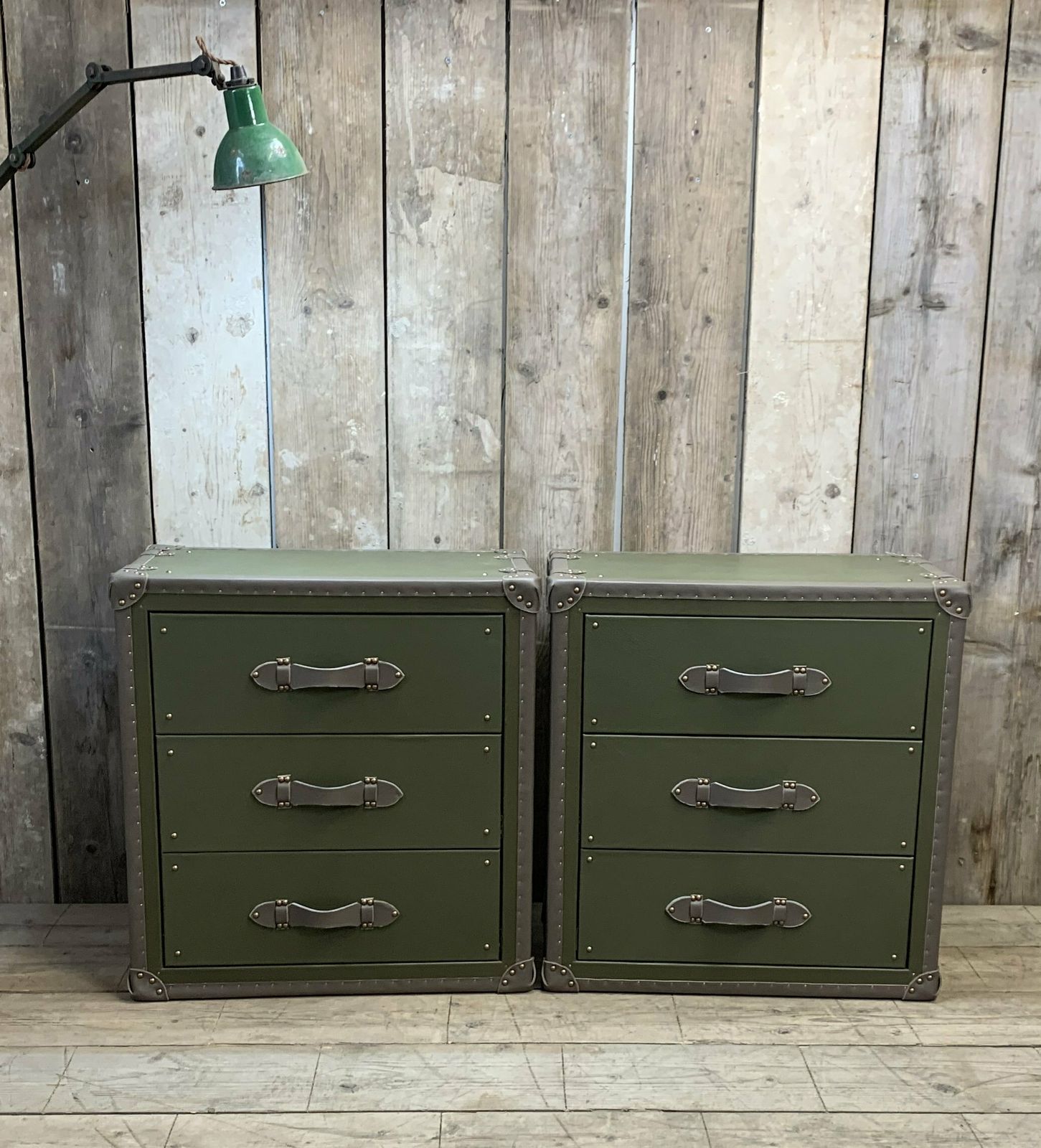 Bedroom Decor Hand Made British Leather Nightstands Bespoke Draw Furniture photo for sale