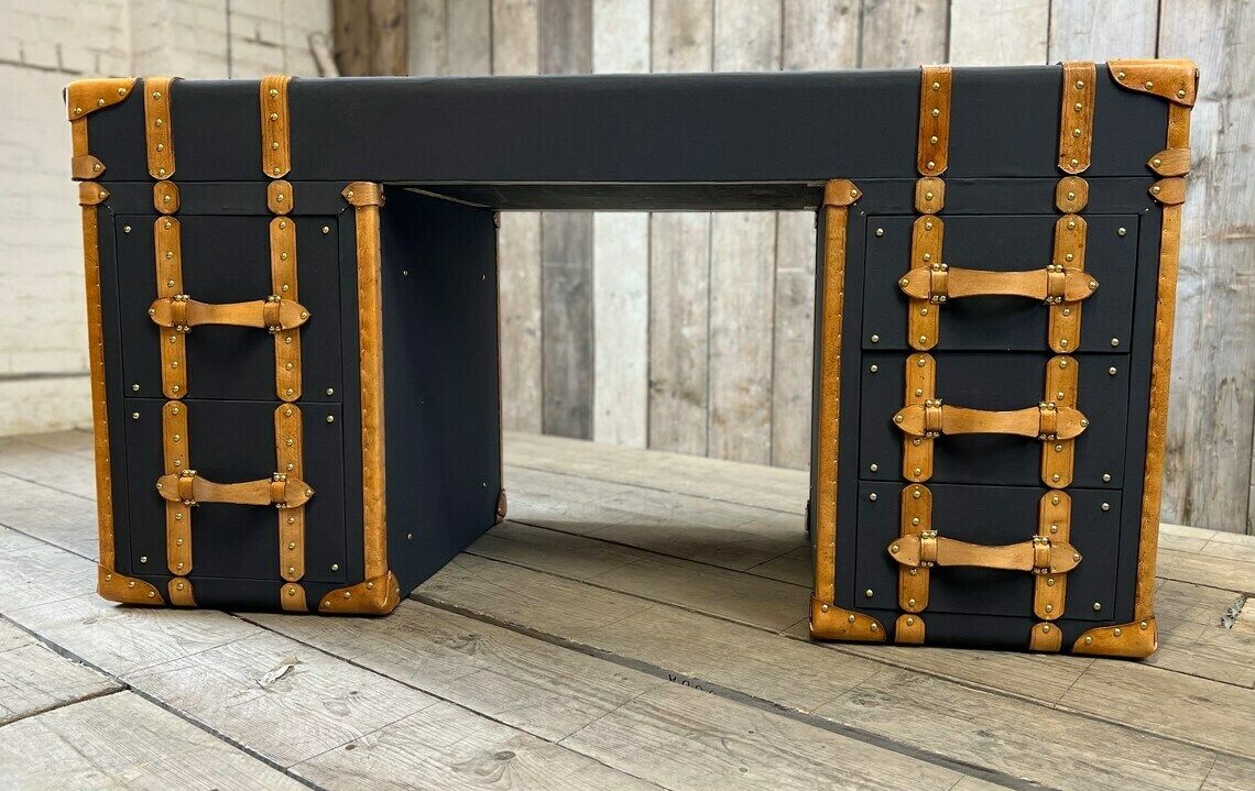 Home Office Leather Handcrafted Luxury Executives Desk Room Decor British Millerain Canvas photo furniture