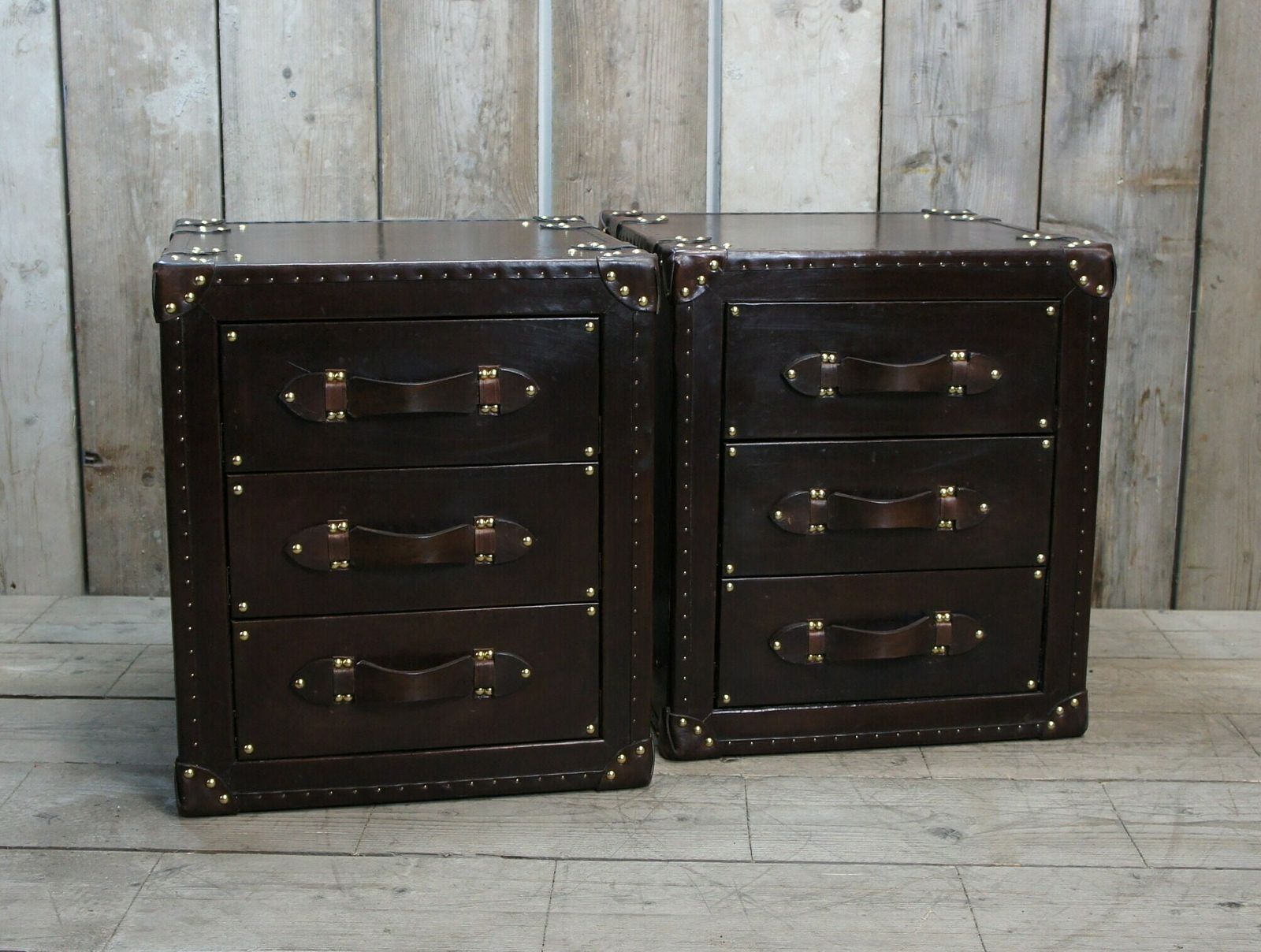 Chestnut Brown Luxury Leather Nightstands , Bedroom Decor , Bedroom Furniture photo vinterior