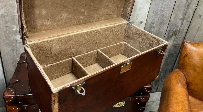 Antique French Luxury Shoe Trunk Chest Travel Luggage photo vinterior