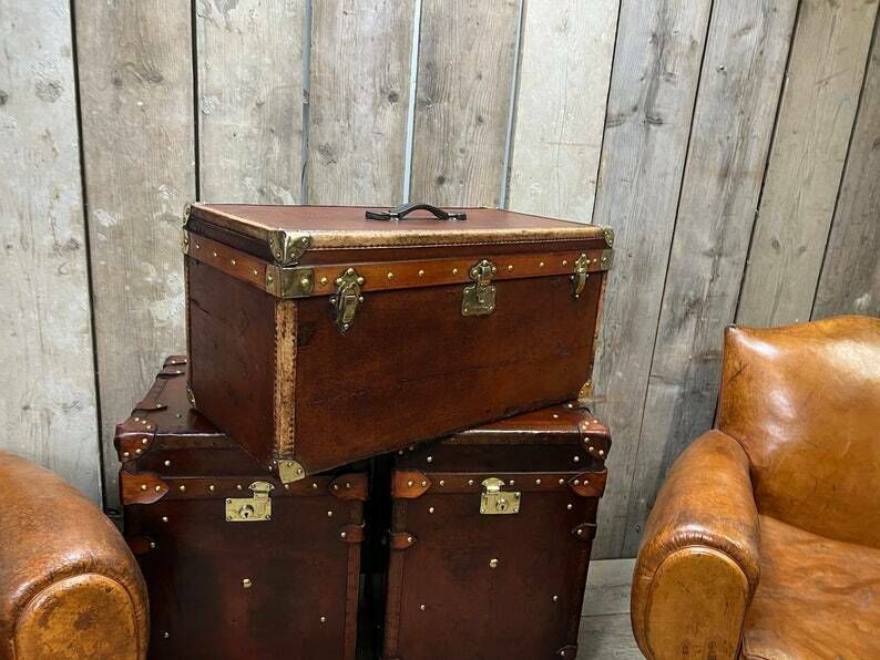 photo for sale Antique French Luxury Shoe Trunk Chest Travel Luggage