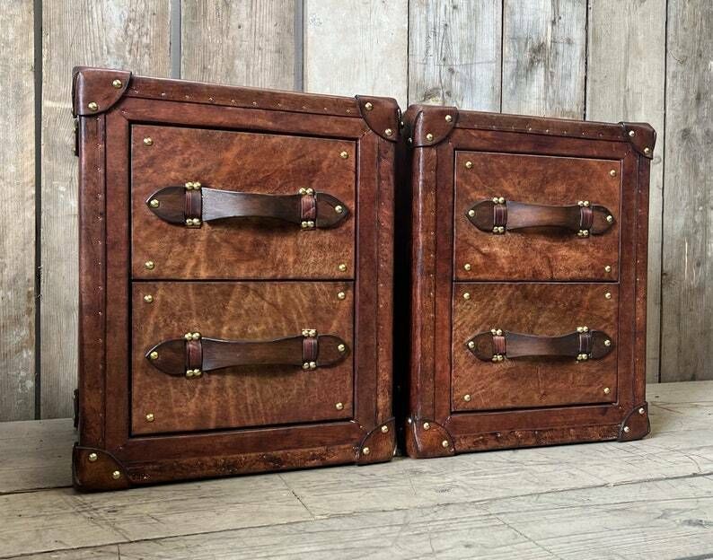 Luxury English Hand Made Hand Dyed Occasional Side Table Trunks Chests Home Decor Bedroom Furniture photo for sale