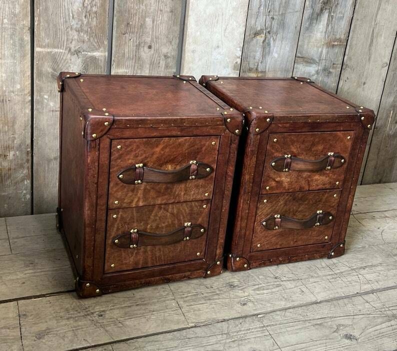 Luxury English Hand Made Hand Dyed Occasional Side Table Trunks Chests Home Decor Bedroom Furniture photo 1494.0
