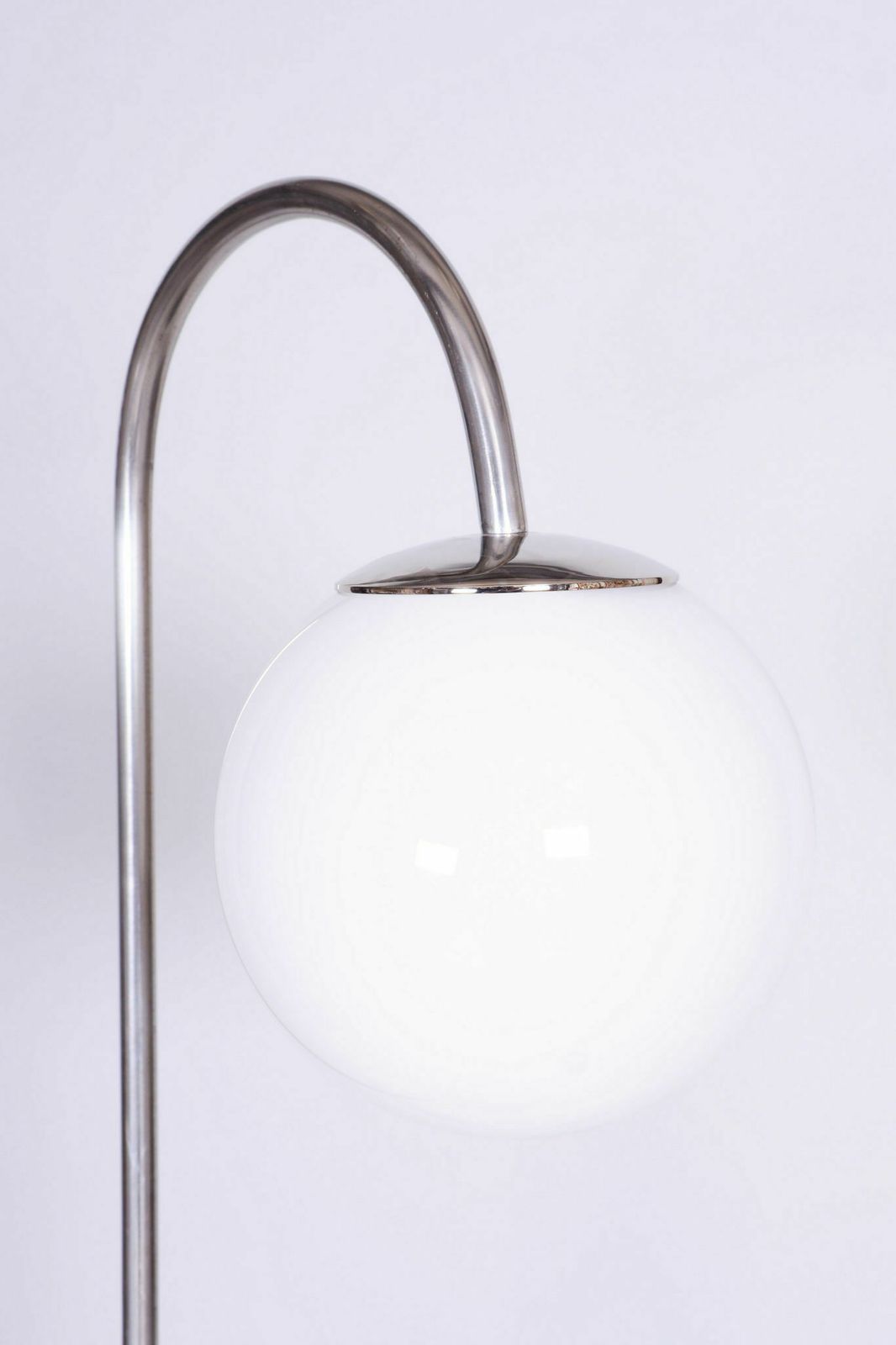 Restored Bauhaus Floor Lamp, New Electrification, Beech, Chrome, Architect Hana Kucerova Zaveska, Czechia, 1930s photo buy