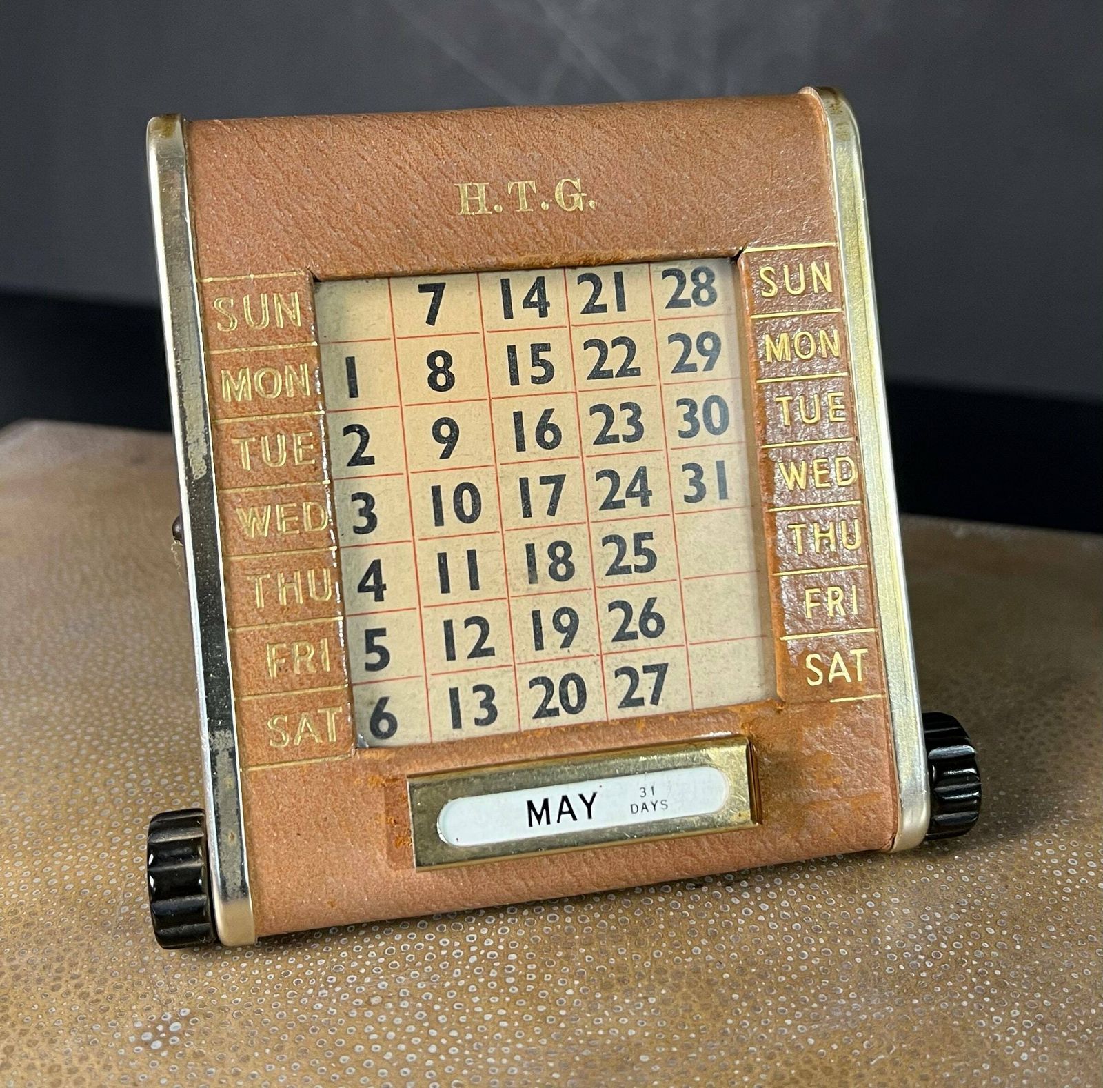 Luxury Antique Leather Executives Calendar By Aspey London Desk Top Home Furnishing photo buy