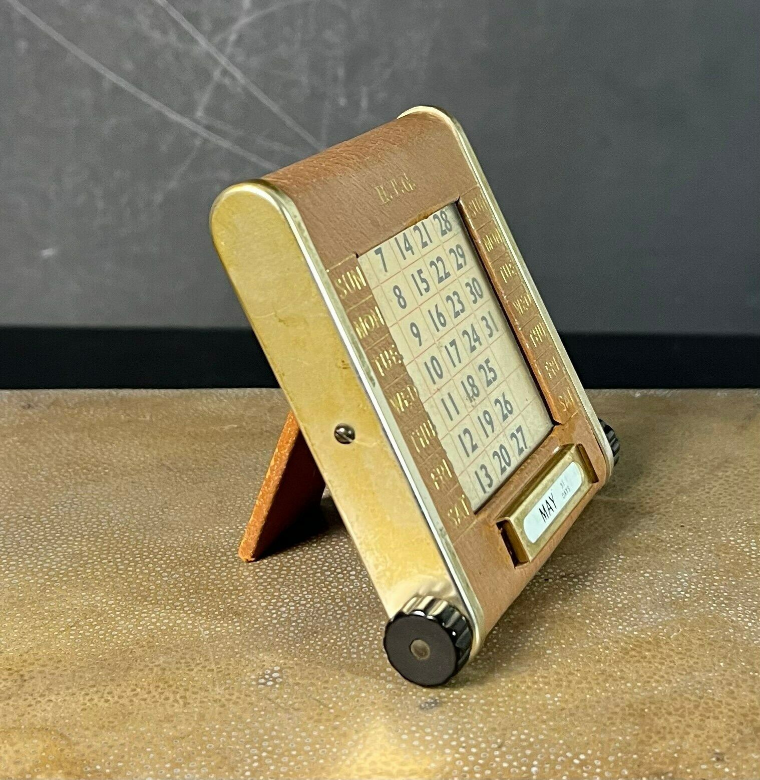 Luxury Antique Leather Executives Calendar By Aspey London Desk Top Home Furnishing photo vintage